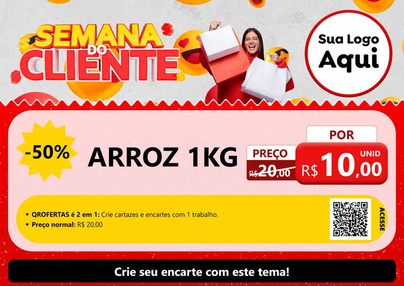 Modelo de Cartaz para Cartaz A4 Horizontal com o tema Semana do Cliente para Supermercado