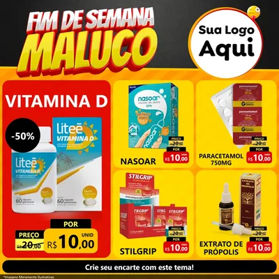 Modelo de Rede Social para Feed Facebook com o tema Final de Semana Maluco para Farmácia