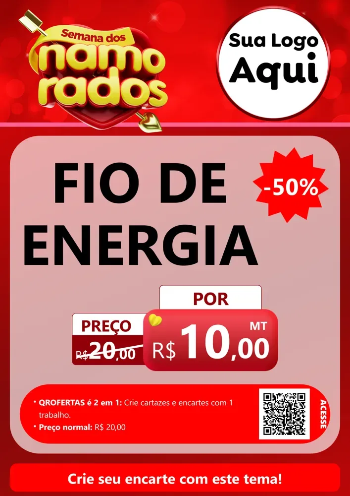 Modelo de Cartaz para Cartaz A4 Vertical com o tema Semana dos namorados para Materiais Elétricos