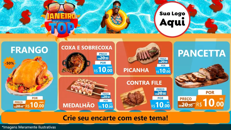 Modelo de TV para TV Horizontal com o tema Janeiro Top para Assados