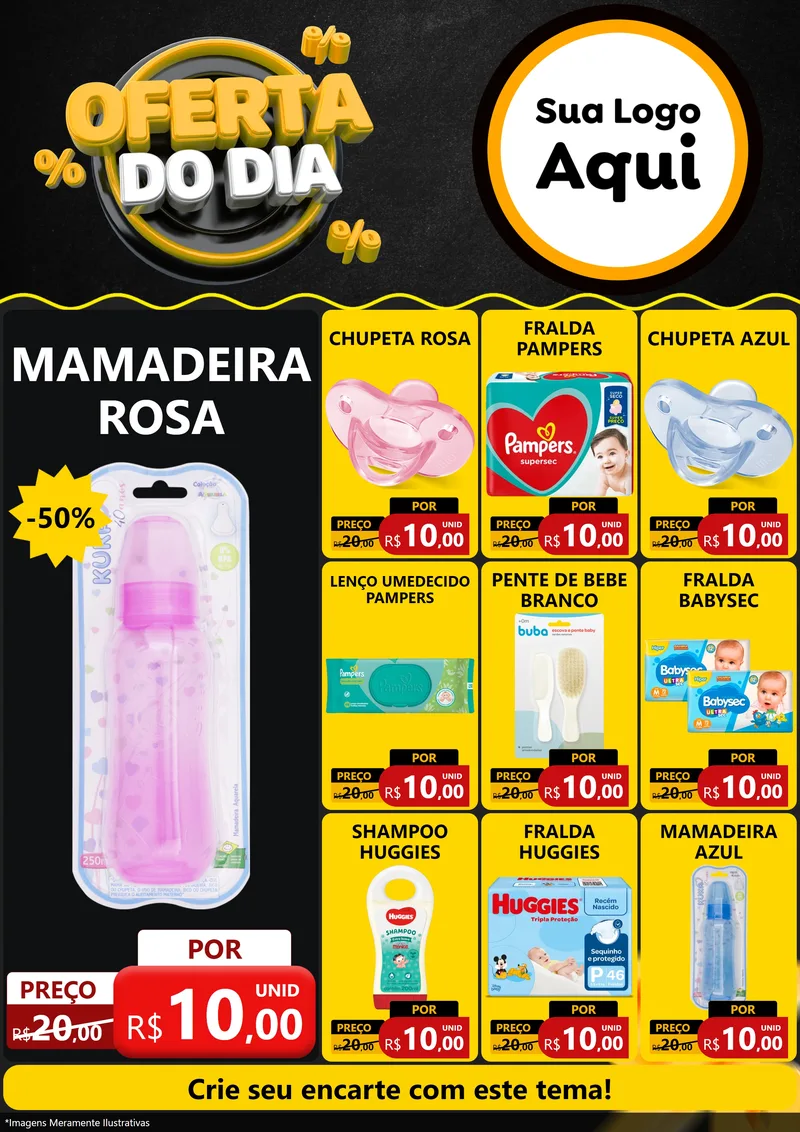 Modelo de Encarte para Encarte A4 Vertical com o tema Oferta Do Dia para Bebês