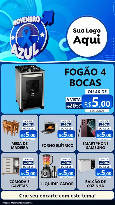 Modelo de Rede Social para Stories com o tema Novembro Azul para Móveis e Eletro