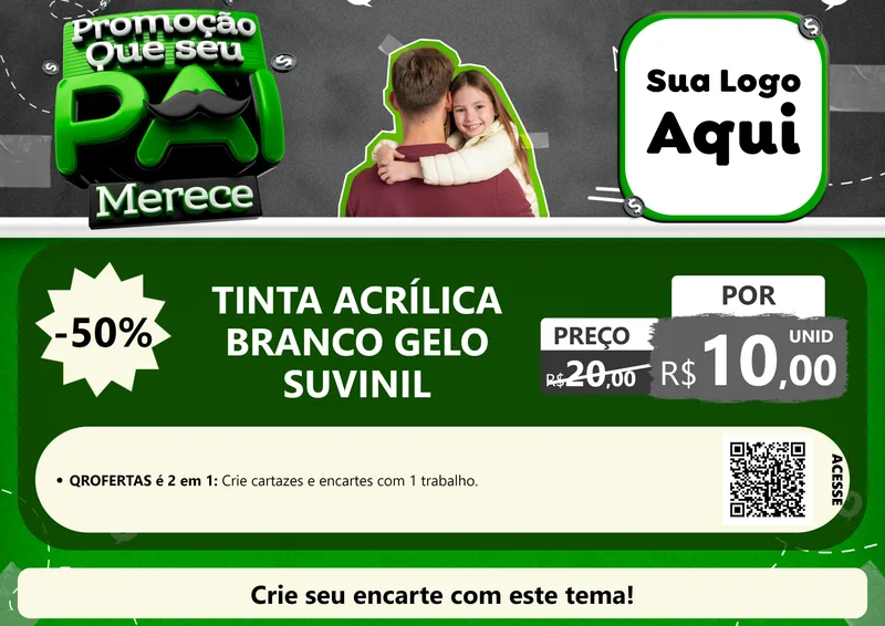 Modelo de Cartaz para Cartaz A4 Horizontal com o tema Promoção Que seu Pai Merece para Tintas e Ferramentas