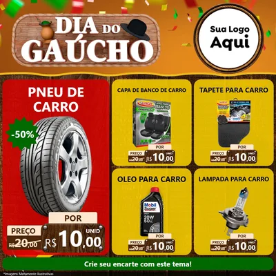 Modelo de Rede Social para Feed Facebook com o tema Dia do Gaúcho para Auto peças