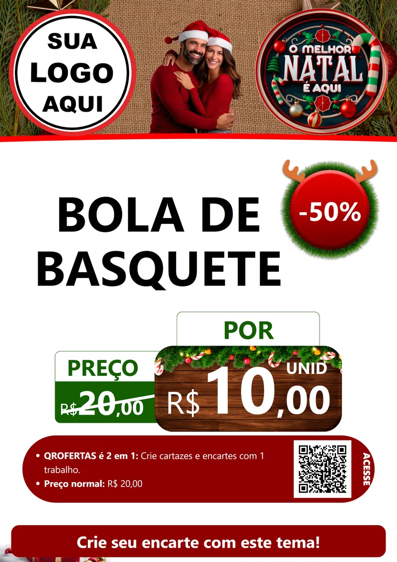 Modelo de Cartaz para Cartaz A4 Vertical com o tema O Melhor Natal É Aqui para Artigos Esportivos