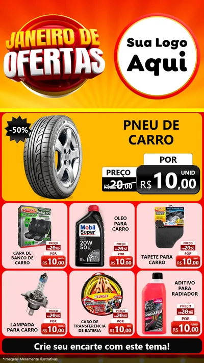 Modelo de Rede Social para Stories com o tema Janeiro de Ofertas para Auto peças