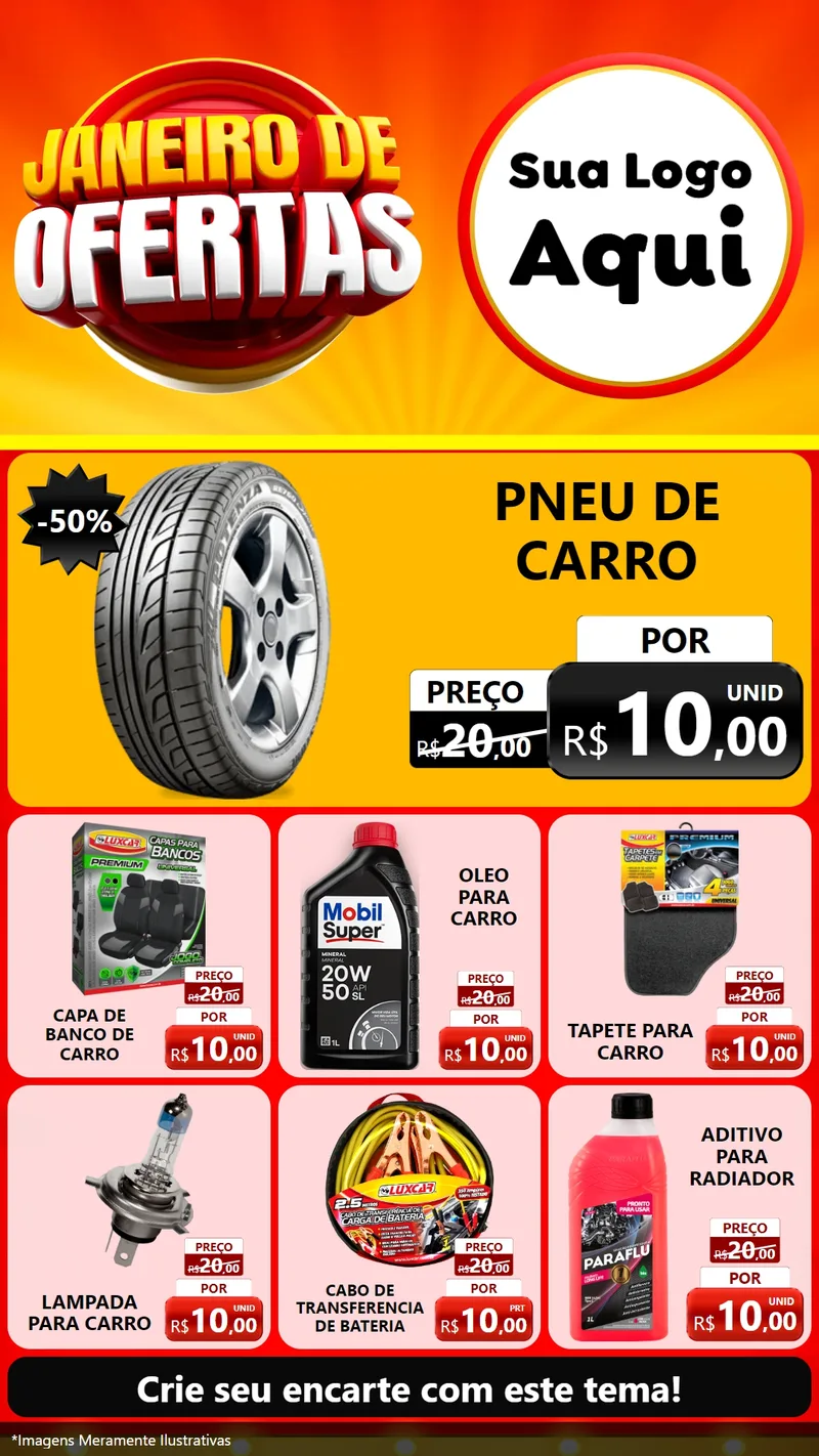 Modelo de Rede Social para Stories com o tema Janeiro de Ofertas para Auto peças