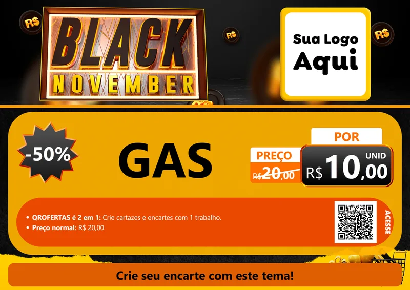 Modelo de Cartaz para Cartaz A4 Horizontal com o tema Black November para Água e gás