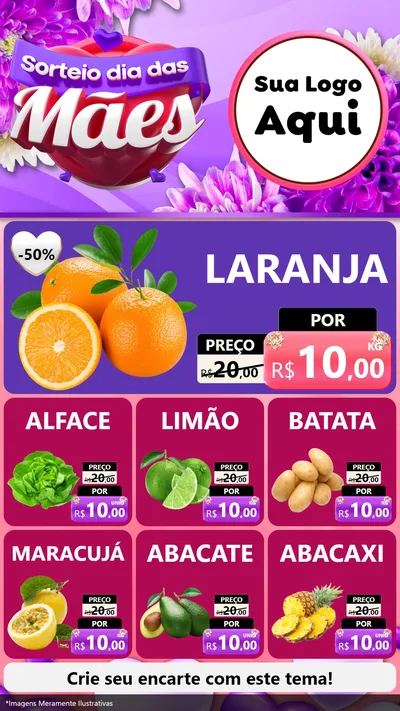 Modelo de Rede Social para Stories com o tema Sorteio Dia das Mães para Hortifrúti