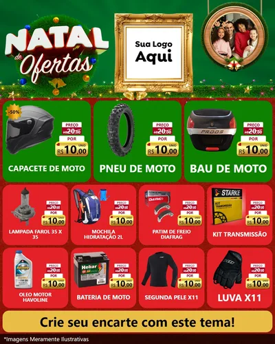 Modelo de Rede Social para Feed Instagram com o tema Natal de Ofertas para Moto peças