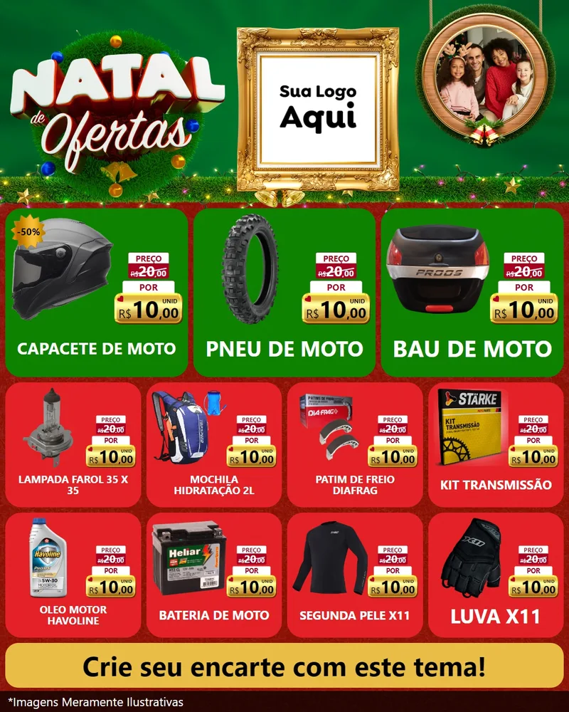Modelo de Rede Social para Feed Instagram com o tema Natal de Ofertas para Moto peças