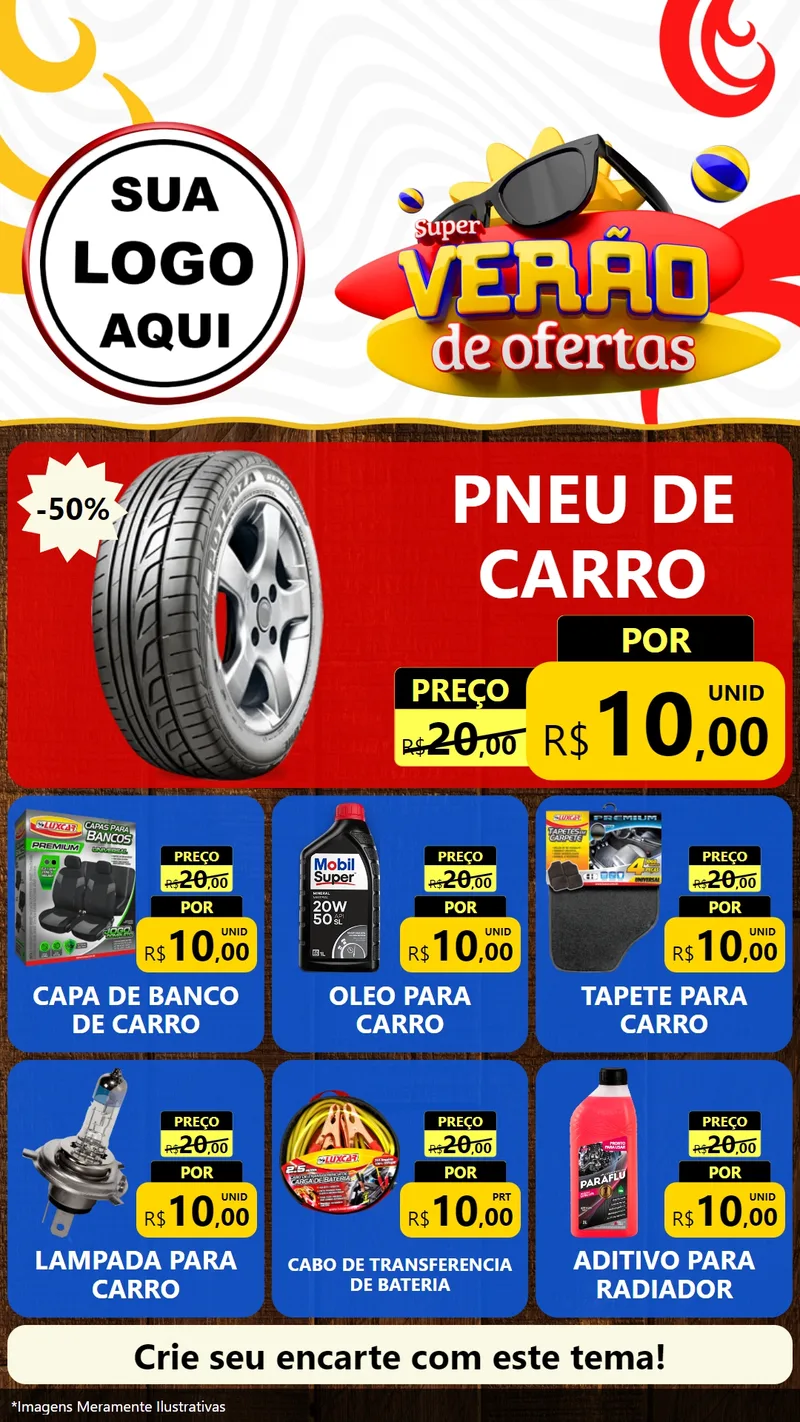 Modelo de Rede Social para Stories com o tema Super Verão de Ofertas para Auto peças
