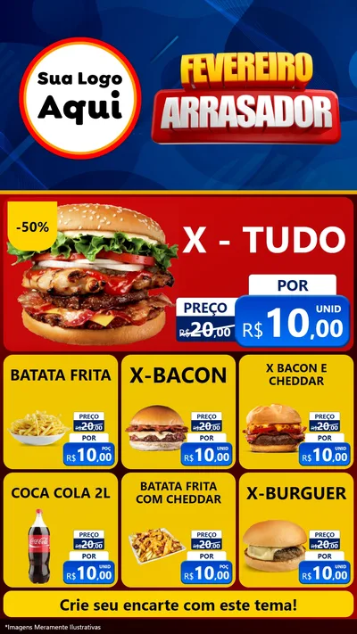 Modelo de Rede Social para Stories com o tema Fevereiro Arrasador para Hamburgueria