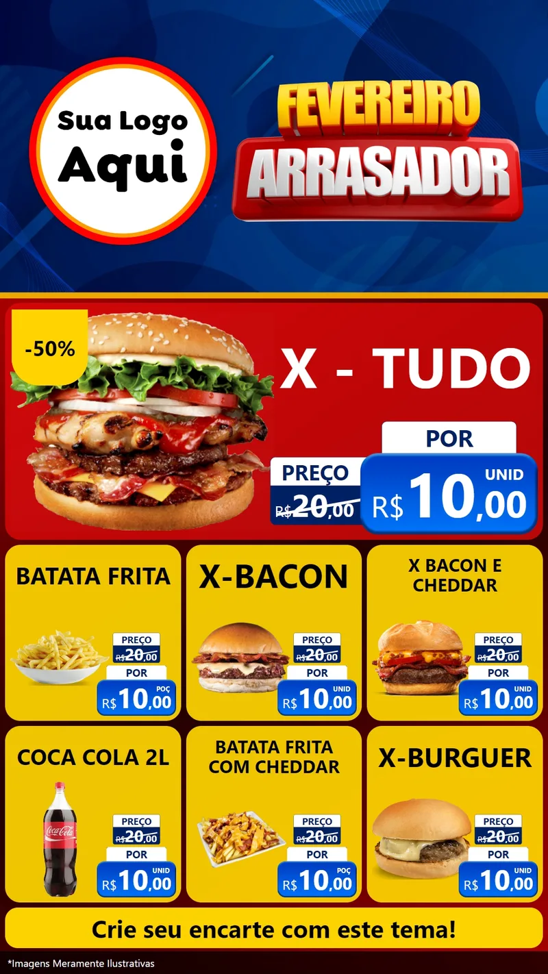 Modelo de Rede Social para Stories com o tema Fevereiro Arrasador para Hamburgueria