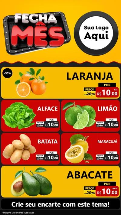 Modelo de TV para TV Vertical com o tema Fecha Mês para Hortifrúti