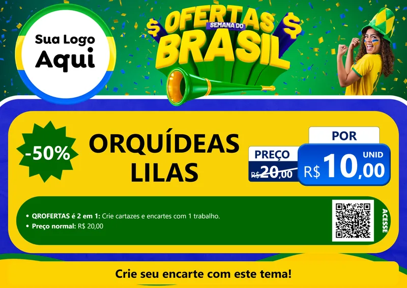 Modelo de Cartaz para Cartaz A4 Horizontal com o tema Ofertas Semana do Brasil para Floricultura e jardim