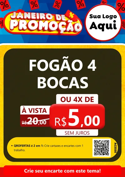 Modelo de Cartaz para Cartaz A4 Vertical com o tema Janeiro de Promoção para Móveis e Eletro