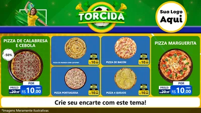 Modelo de TV para TV Horizontal com o tema Torcida para Pizzaria