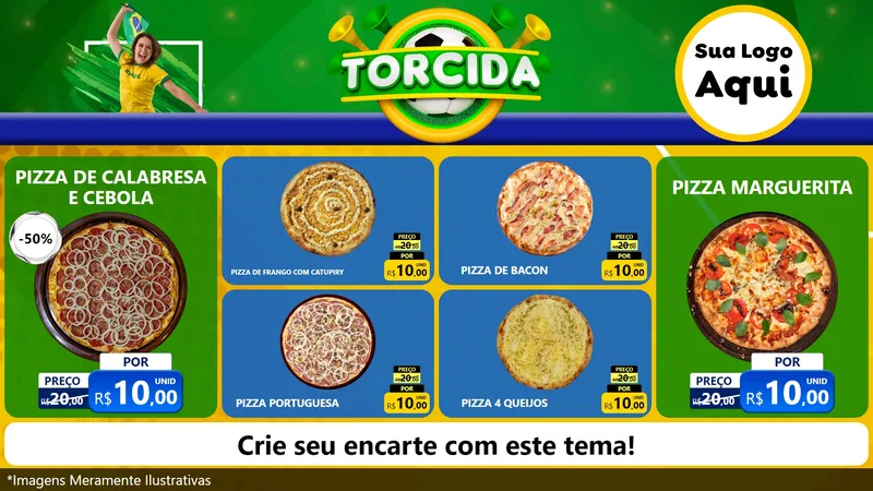 Modelo de TV para TV Horizontal com o tema Torcida para Pizzaria