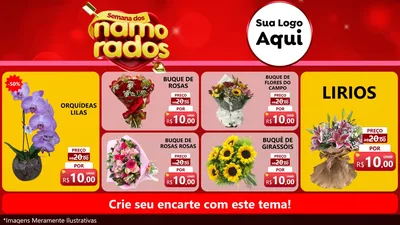Modelo de TV para TV Horizontal com o tema Semana dos namorados para Floricultura e jardim