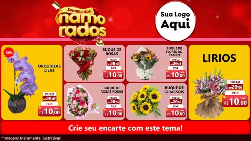 Modelo de TV para TV Horizontal com o tema Semana dos namorados para Floricultura e jardim