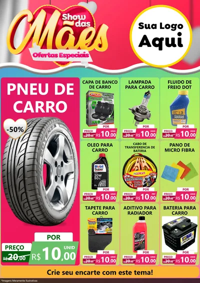 Modelo de Encarte para Encarte A4 Vertical com o tema Show das Mães - Ofertas Especiais para Auto peças
