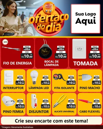 Modelo de Rede Social para Feed Instagram com o tema Ofertaço Do Dia para Materiais Elétricos