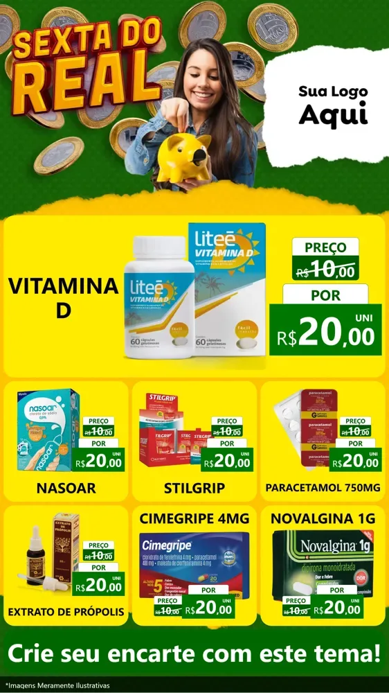 Modelo de Rede Social para Stories com o tema Sexta do Real para Farmácia