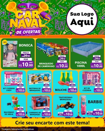Modelo de Rede Social para Feed Instagram com o tema Carnaval de Ofertas para Brinquedos
