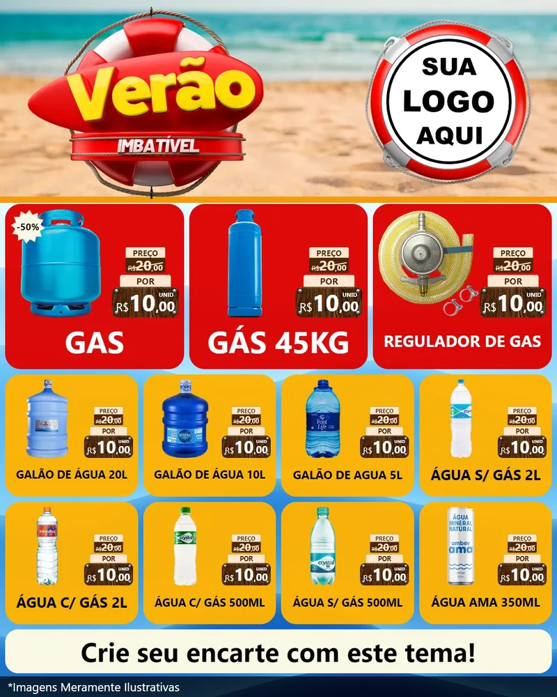 Modelo de Rede Social para Feed Instagram com o tema Verão Imbatível para Água e gás
