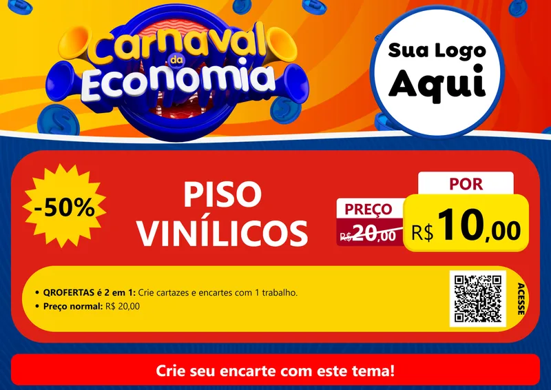 Modelo de Cartaz para Cartaz A4 Horizontal com o tema Carnaval da Economia para Material para Construção
