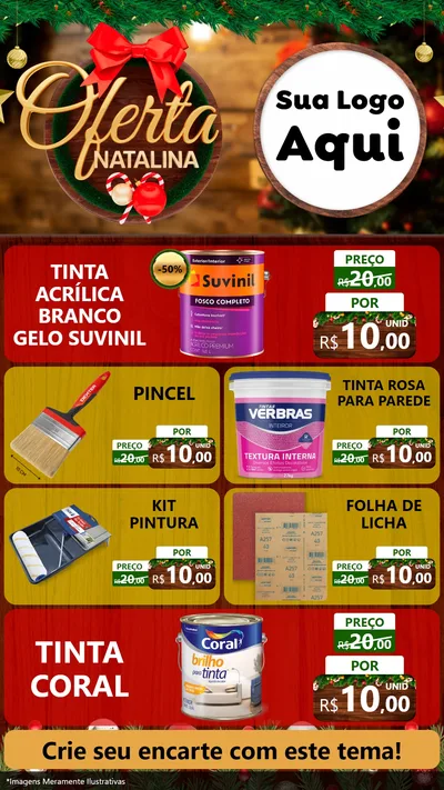 Modelo de TV para TV Vertical com o tema Ofertas Natalina para Tintas e Ferramentas
