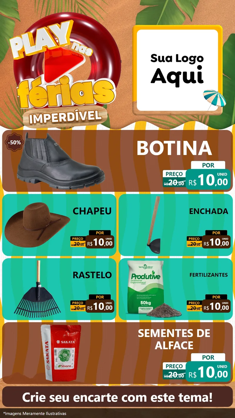 Modelo de TV para TV Vertical com o tema Play Nas Férias Imperdível para Agropecuária