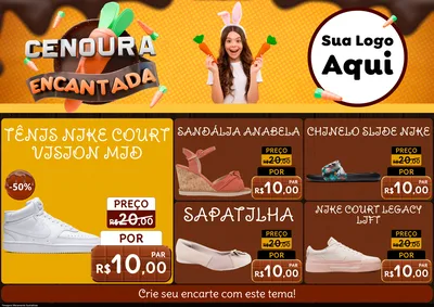 Modelo de Encarte para Encarte A4 Horizontal com o tema Cenoura Encantada - Páscoa para Calçados
