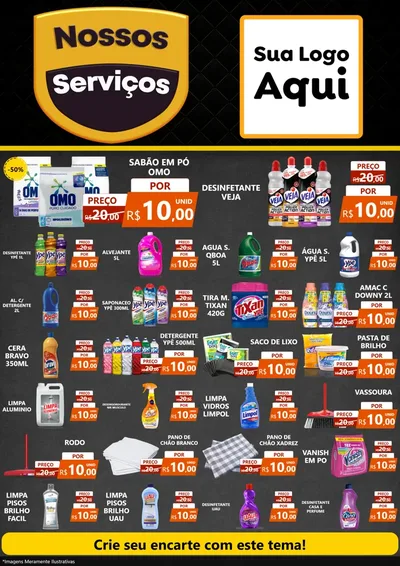 Modelo de Encarte para Encarte A4 Vertical com o tema Nossos Serviços para Produtos de Limpeza
