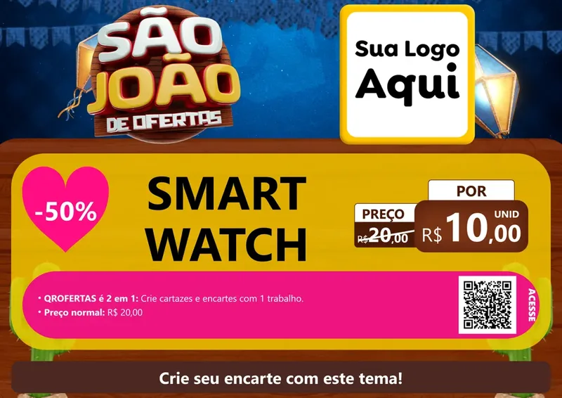 Modelo de Cartaz para Cartaz A4 Horizontal com o tema São João Ofertas Imbatíveis! - Junina para Informática