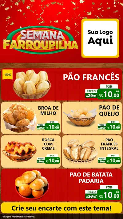 Modelo de TV para TV Vertical com o tema Semana Farroupilha para Padaria