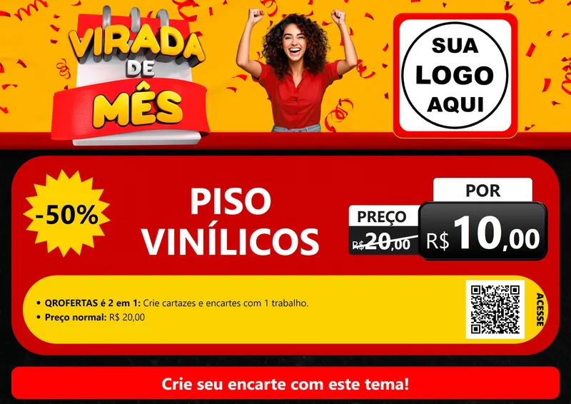 Modelo de Cartaz para Cartaz A4 Horizontal com o tema Virada de Mês para Material para Construção