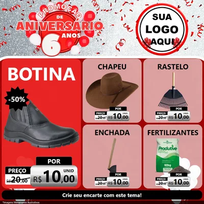 Modelo de Rede Social para Feed Facebook com o tema Promoção de Aniversário - 6 Anos para Agropecuária