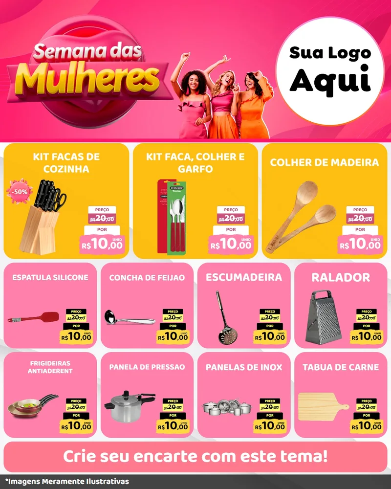 Modelo de Rede Social para Feed Instagram com o tema Semana das Mulheres para Utilidades Domésticas