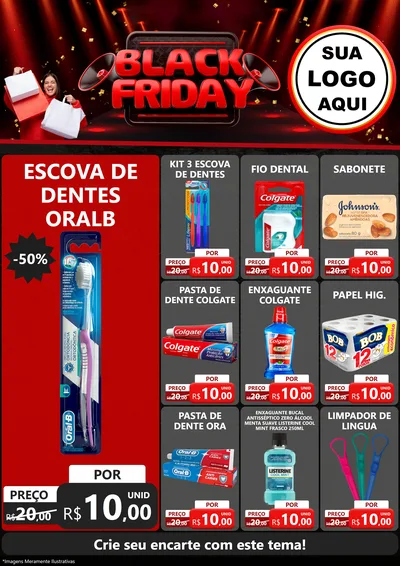 Modelo de Encarte para Encarte A4 Vertical com o tema Black Friday para Higiene Pessoal