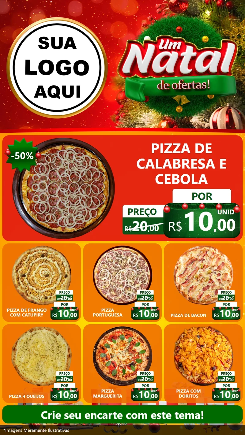 Modelo de Rede Social para Stories com o tema Um Natal de Ofertas para Pizzaria