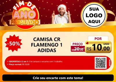 Modelo de Cartaz para Cartaz A4 Horizontal com o tema Fim de Ano Premiado para Roupas e acessórios