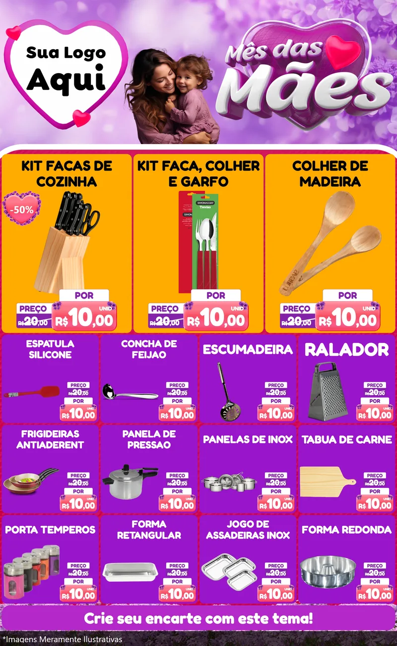 Modelo de Encarte para Encarte Grande com o tema Mês das Mães para Utilidades Domésticas