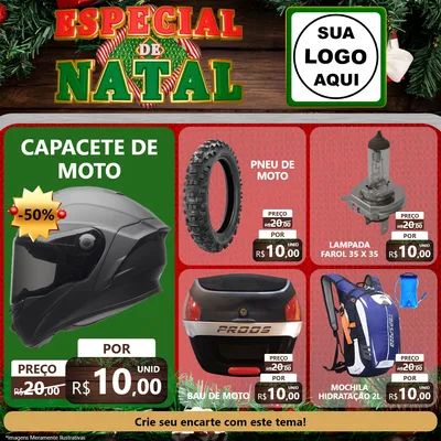 Modelo de Rede Social para Feed Facebook com o tema Especial de Natal para Moto peças