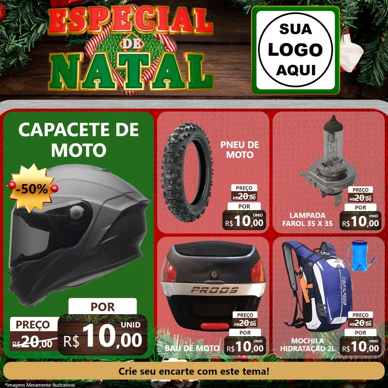 Modelo de Rede Social para Feed Facebook com o tema Especial de Natal para Moto peças