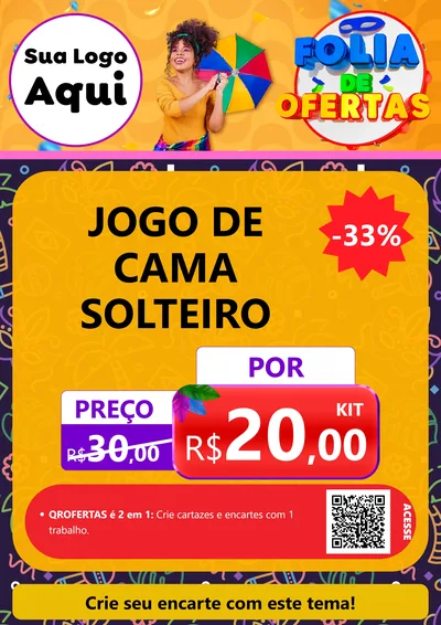Modelo de Cartaz para Cartaz A4 Vertical com o tema Folia de Ofertas para Cama, Mesa e Banho