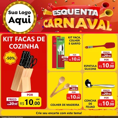 Modelo de Rede Social para Feed Facebook com o tema Esquenta Carnaval para Utilidades Domésticas