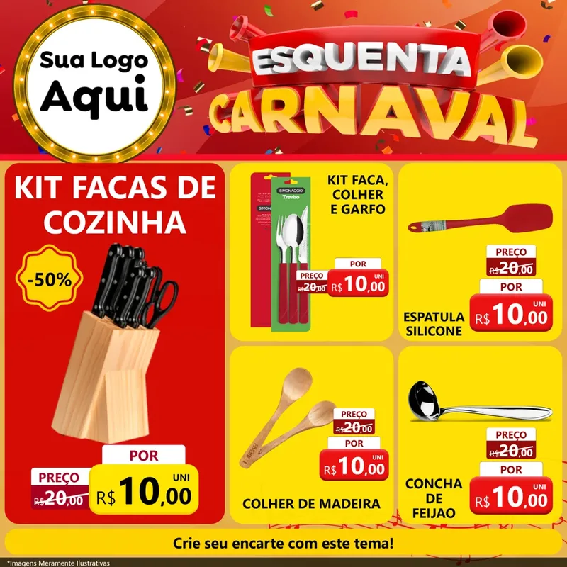 Modelo de Rede Social para Feed Facebook com o tema Esquenta Carnaval para Utilidades Domésticas