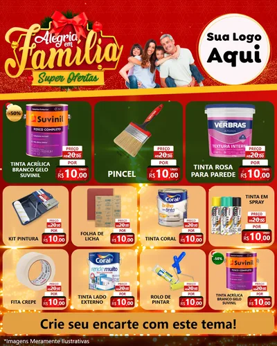 Modelo de Rede Social para Feed Instagram com o tema Alegria em Família Super Ofertas - Natal para Tintas e Ferramentas